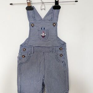 NWT Jojo Maman Bebe Striped Blue Denim Sailboat Overalls